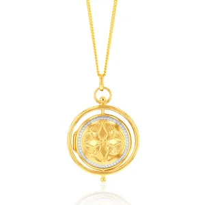 9ct Two Tone Gold Spinner Locket Pendant