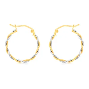 9ct Two Toned Silverfilled Twisted Hoop Earrings