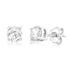 9ct White Gold 1 Carat Diamond Stud Earrings