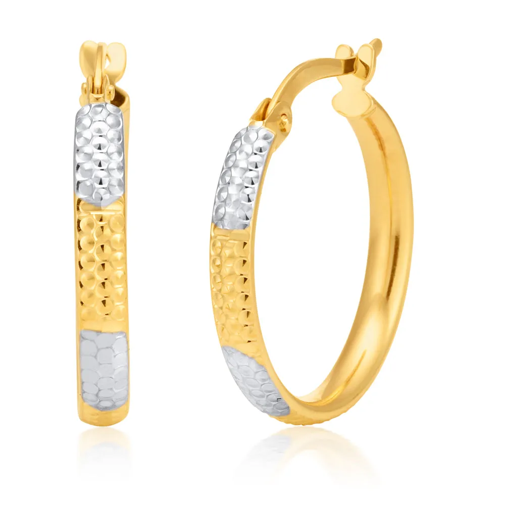 9ct Yellow and White Gold Hoop Earrings
