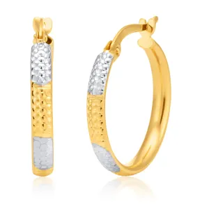 9ct Yellow and White Gold Hoop Earrings