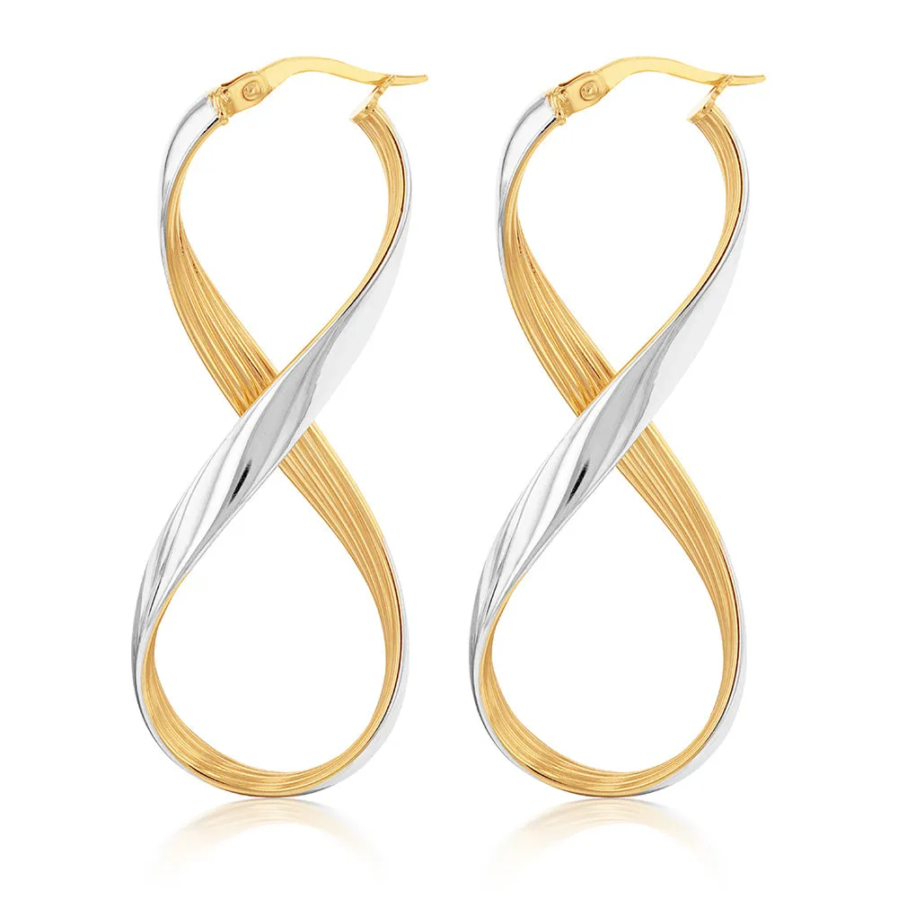 9ct Yellow And White Gold Infinity Hoop Earring