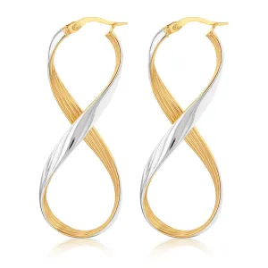 9ct Yellow And White Gold Infinity Hoop Earring