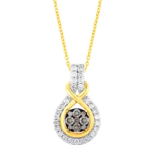 9ct Yellow Gold 1/2 Carat Diamond Pendant with 36 Australian Diamonds on 9ct 45cm Chain