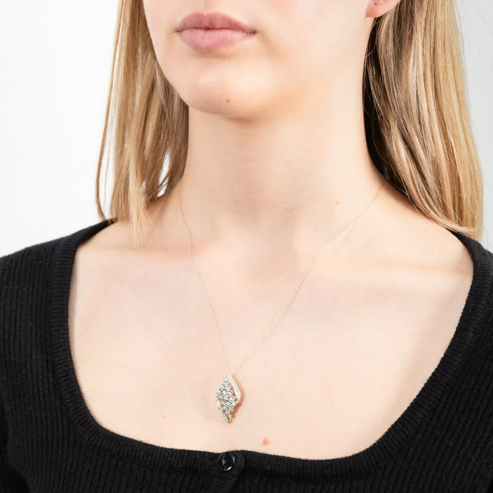 9ct Yellow Gold 1/5 Carat Diamond Pendant on 45cm 9ct Gold Chain