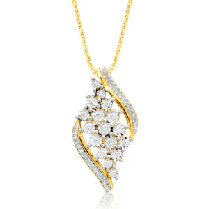 9ct Yellow Gold 1/5 Carat Diamond Pendant on 45cm 9ct Gold Chain