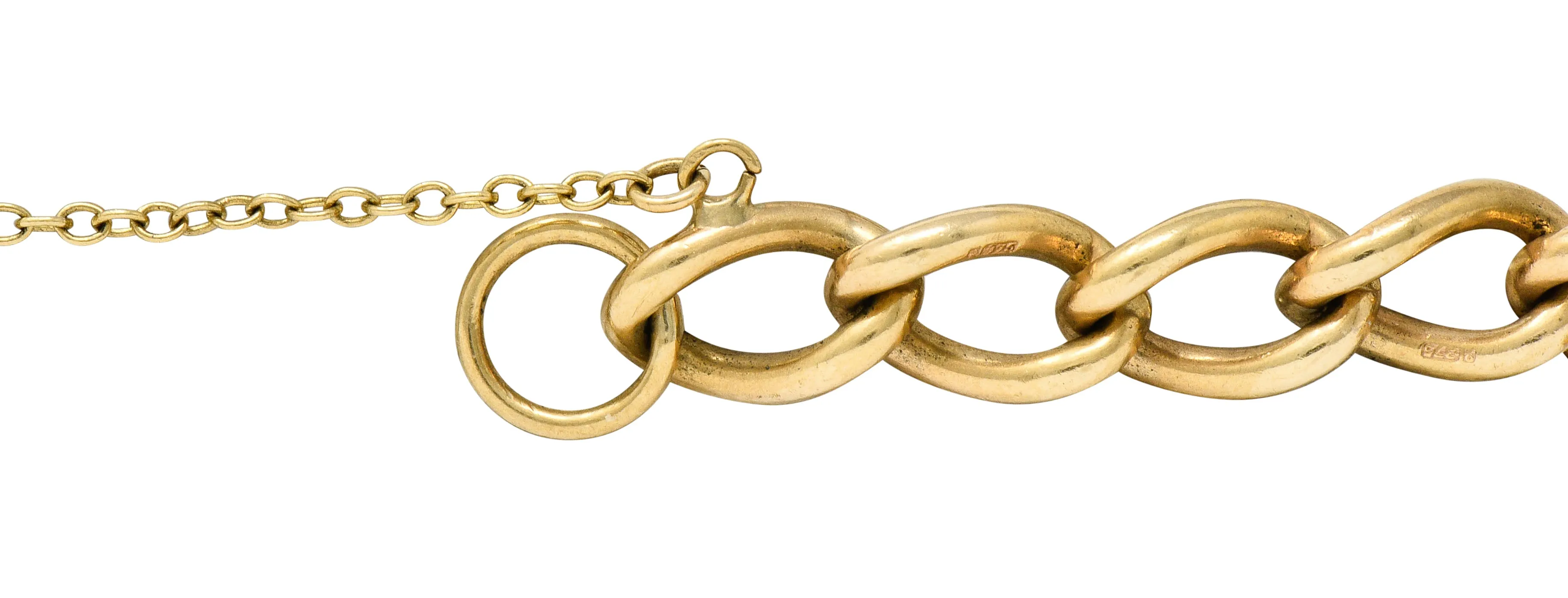 Antique 9 Karat Gold British Heart Padlock Charm Bracelet