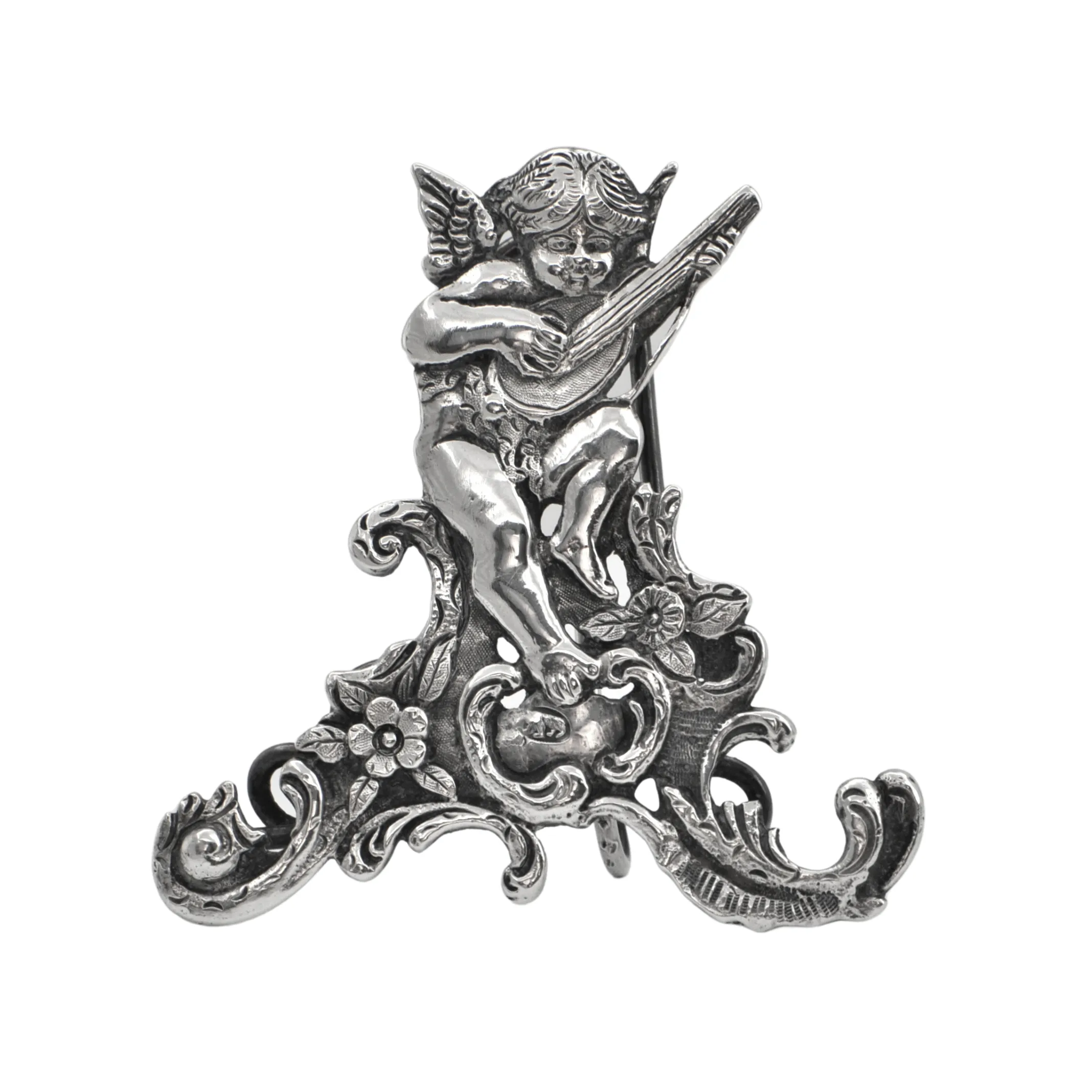 Antique Swiss 875% Silver Cherub Card Holder/Stand C.1881-1933