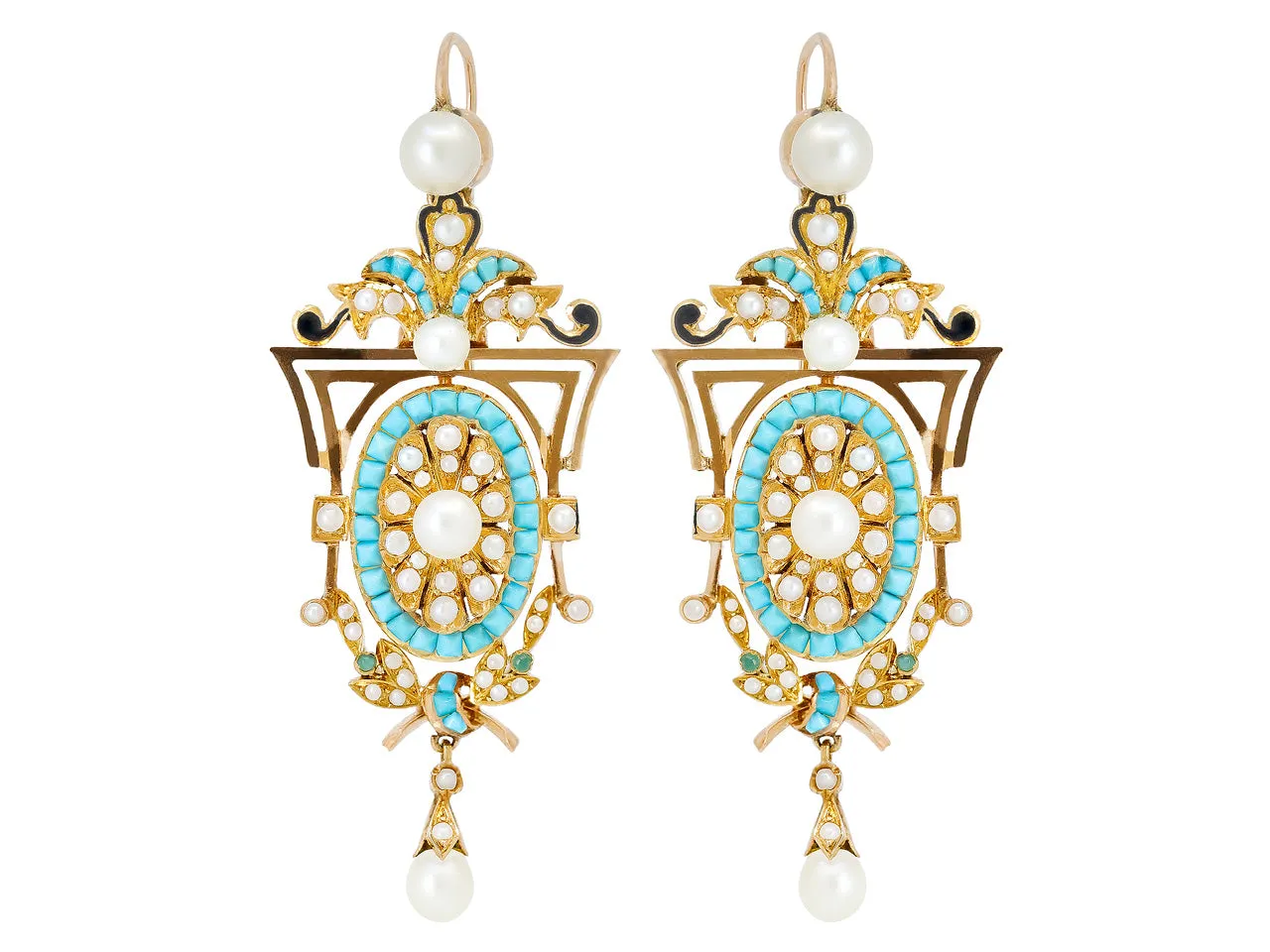 Antique Victorian Turquoise Suite of Locket Pendant/Brooch, Earrings and Bracelet
