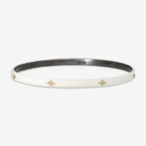 Armenta Old World 18K Yellow Gold, Blackened Sterling Silver & White Enamel Diamond Bangle Bracelet 14216