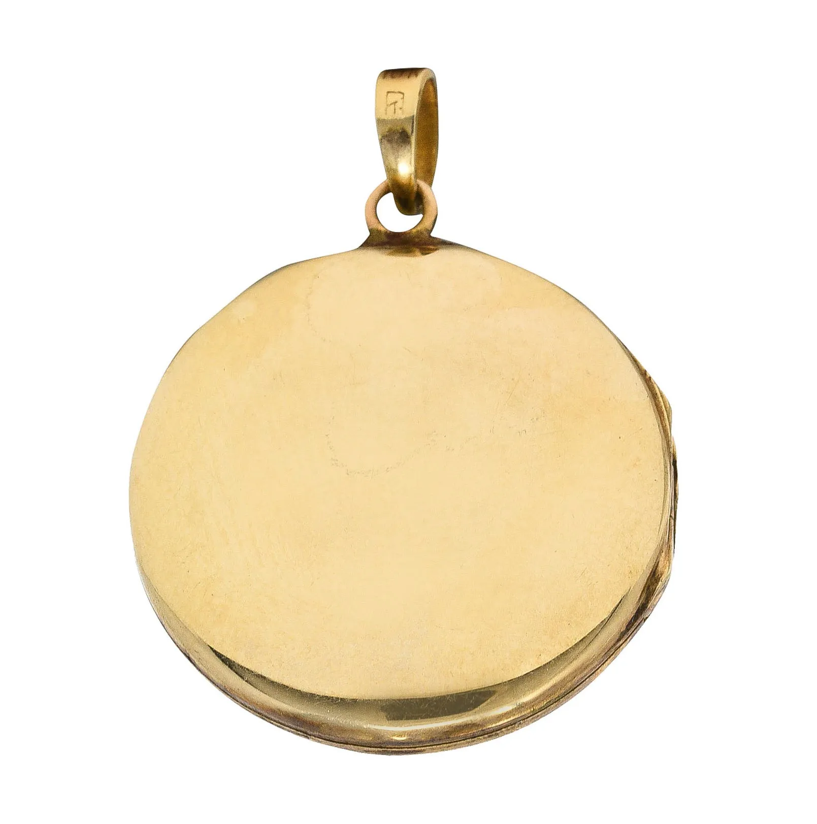 Art Deco 10 Karat Yellow Gold Circular Heart Locket Pendant