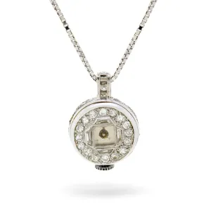 Art Deco 18KT White Gold & Platinum Diamond Watch Pendant Necklace
