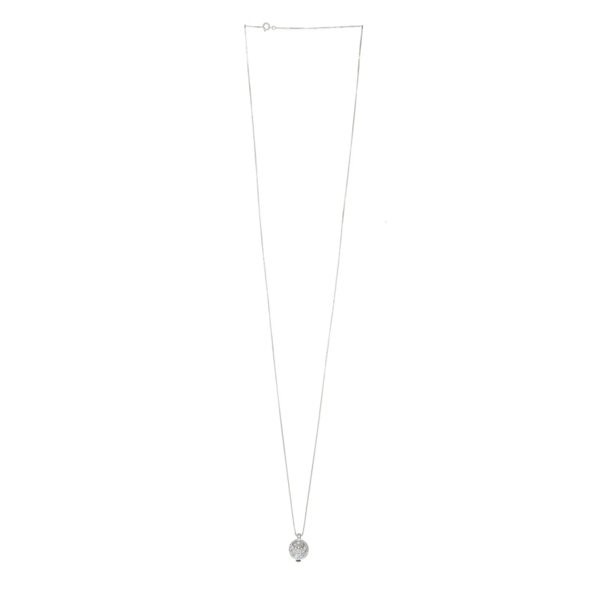 Art Deco 18KT White Gold & Platinum Diamond Watch Pendant Necklace