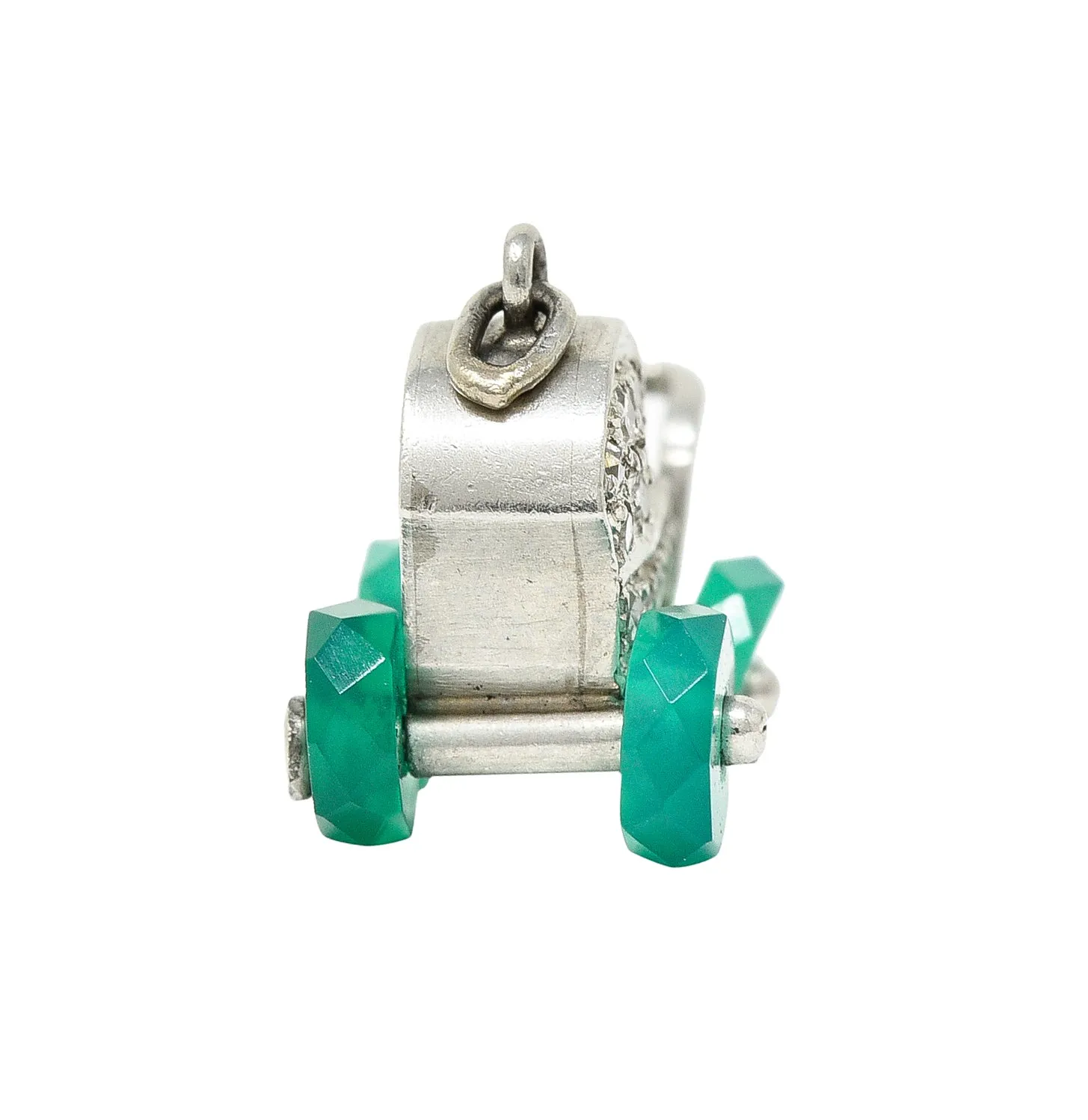 Art Deco Diamond Emerald Platinum Baby Carriage Vintage 1930's Charm