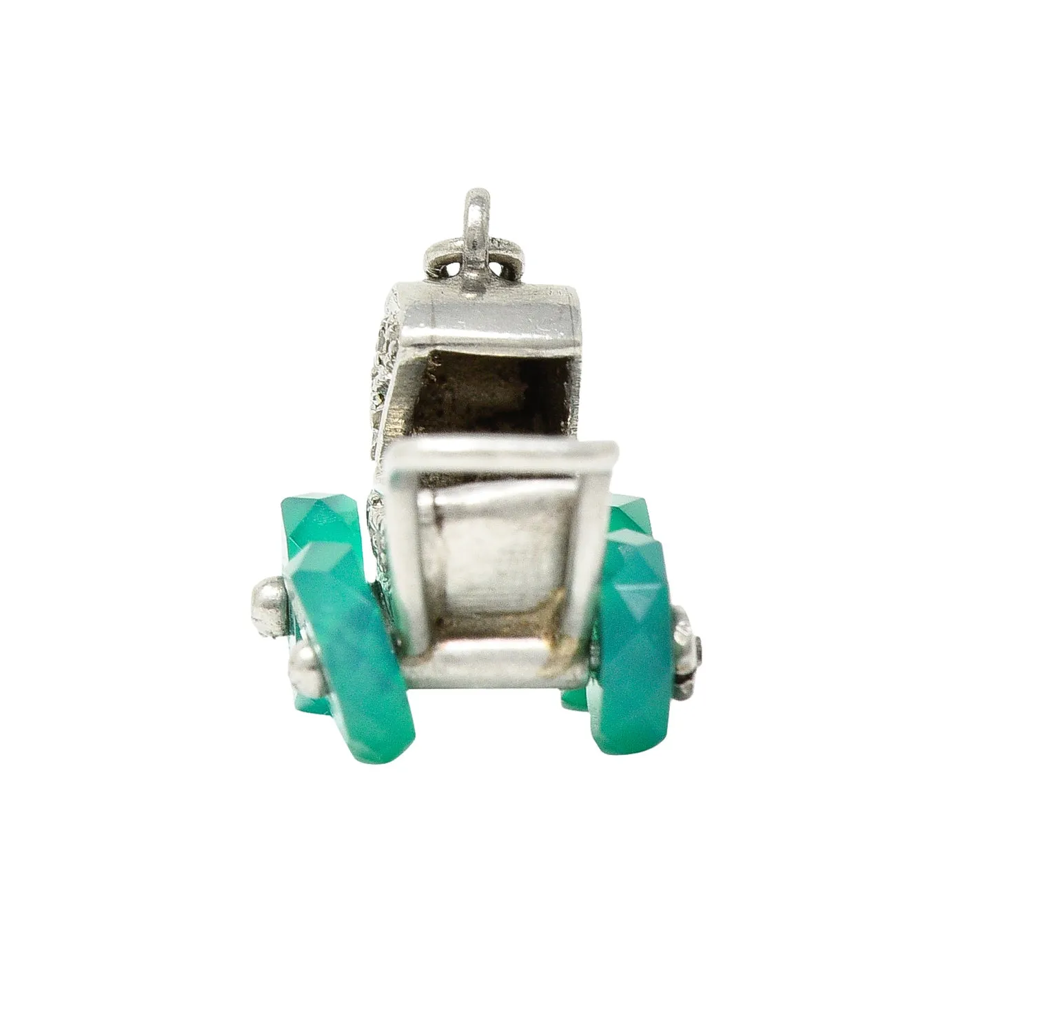 Art Deco Diamond Emerald Platinum Baby Carriage Vintage 1930's Charm