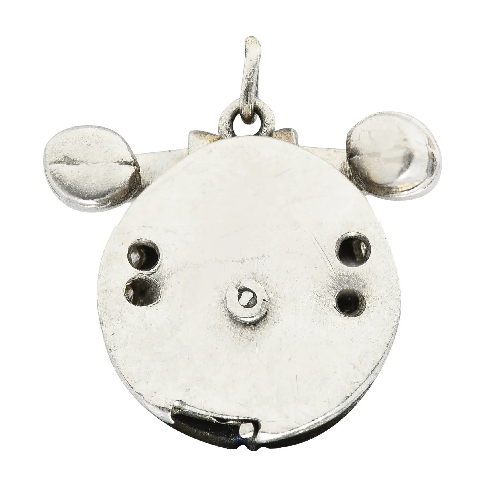 Art Deco Diamond Enamel Platinum HELLO I LOVE YOU Vintage Phone Charm