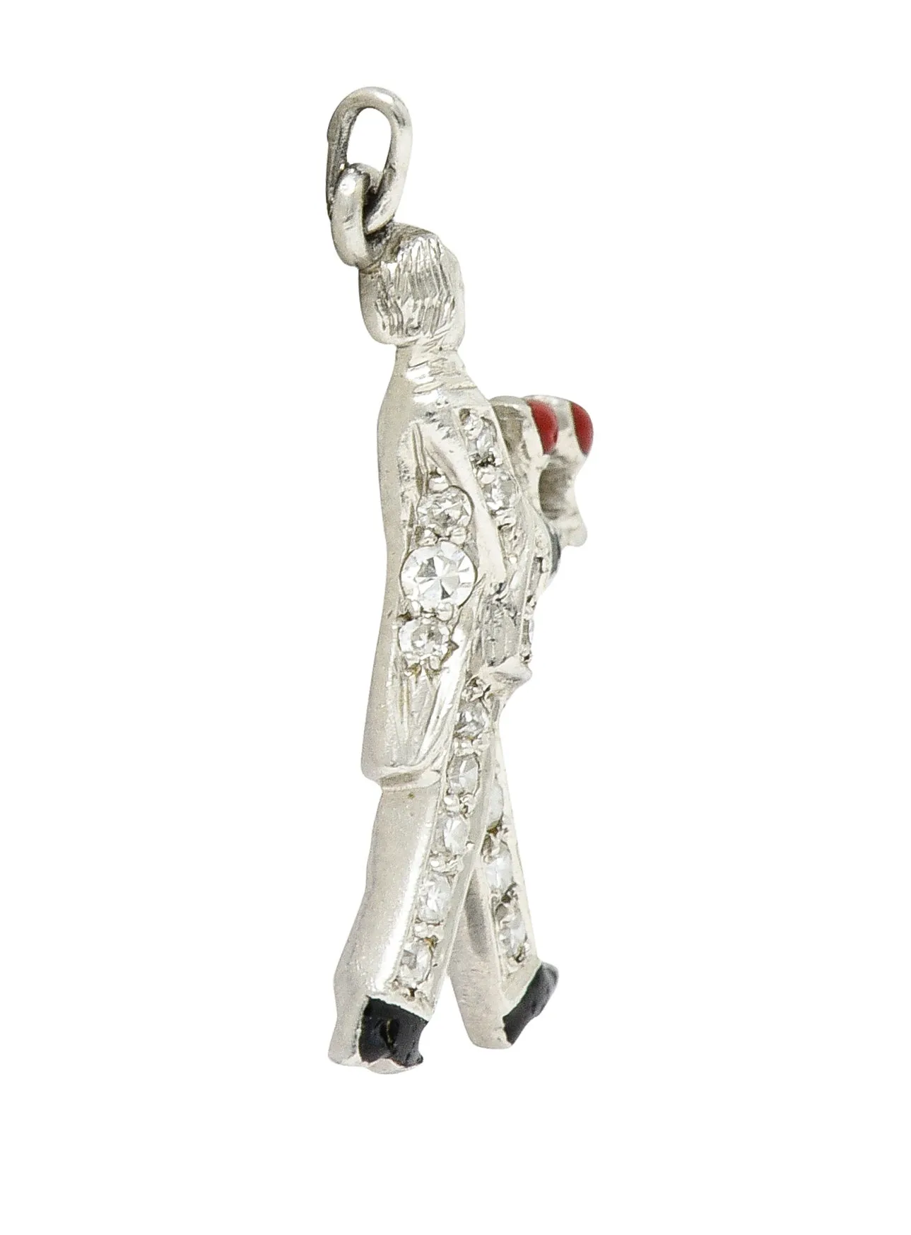 Art Deco Diamond Enamel Platinum Vintage Butler Charm