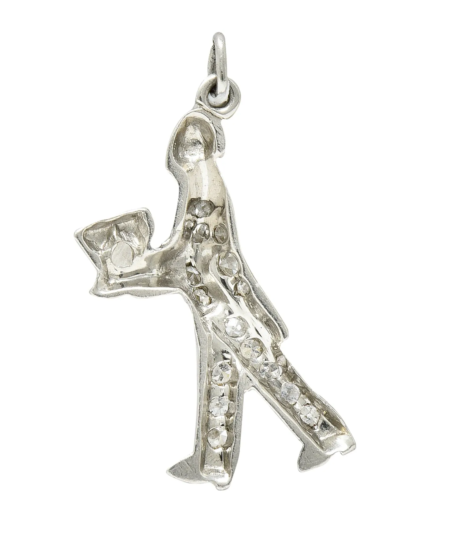 Art Deco Diamond Enamel Platinum Vintage Butler Charm