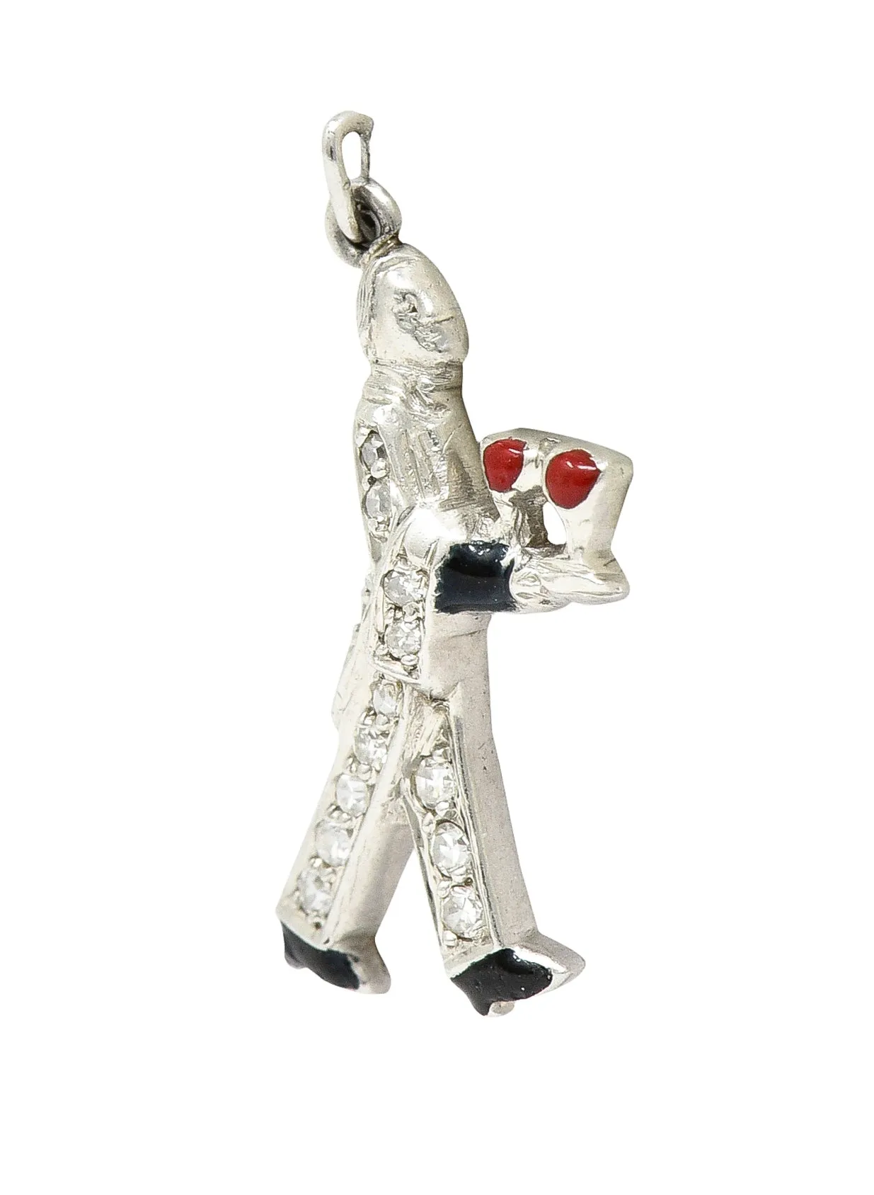 Art Deco Diamond Enamel Platinum Vintage Butler Charm