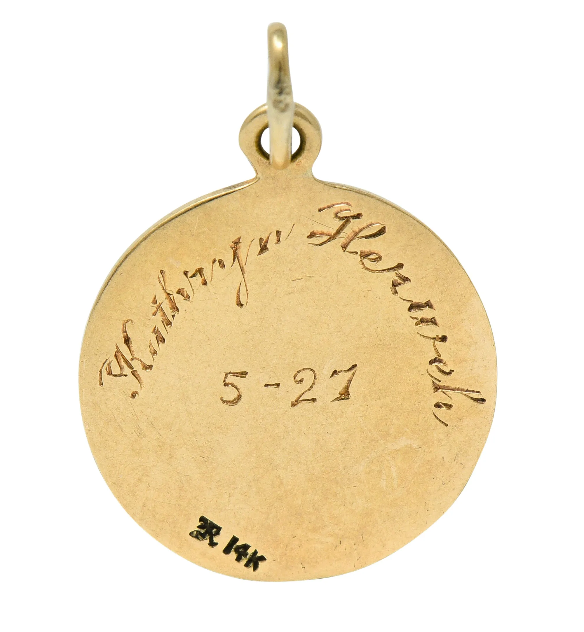 Art Deco Enamel 14 Karat Gold Gemini Zodiac Charm