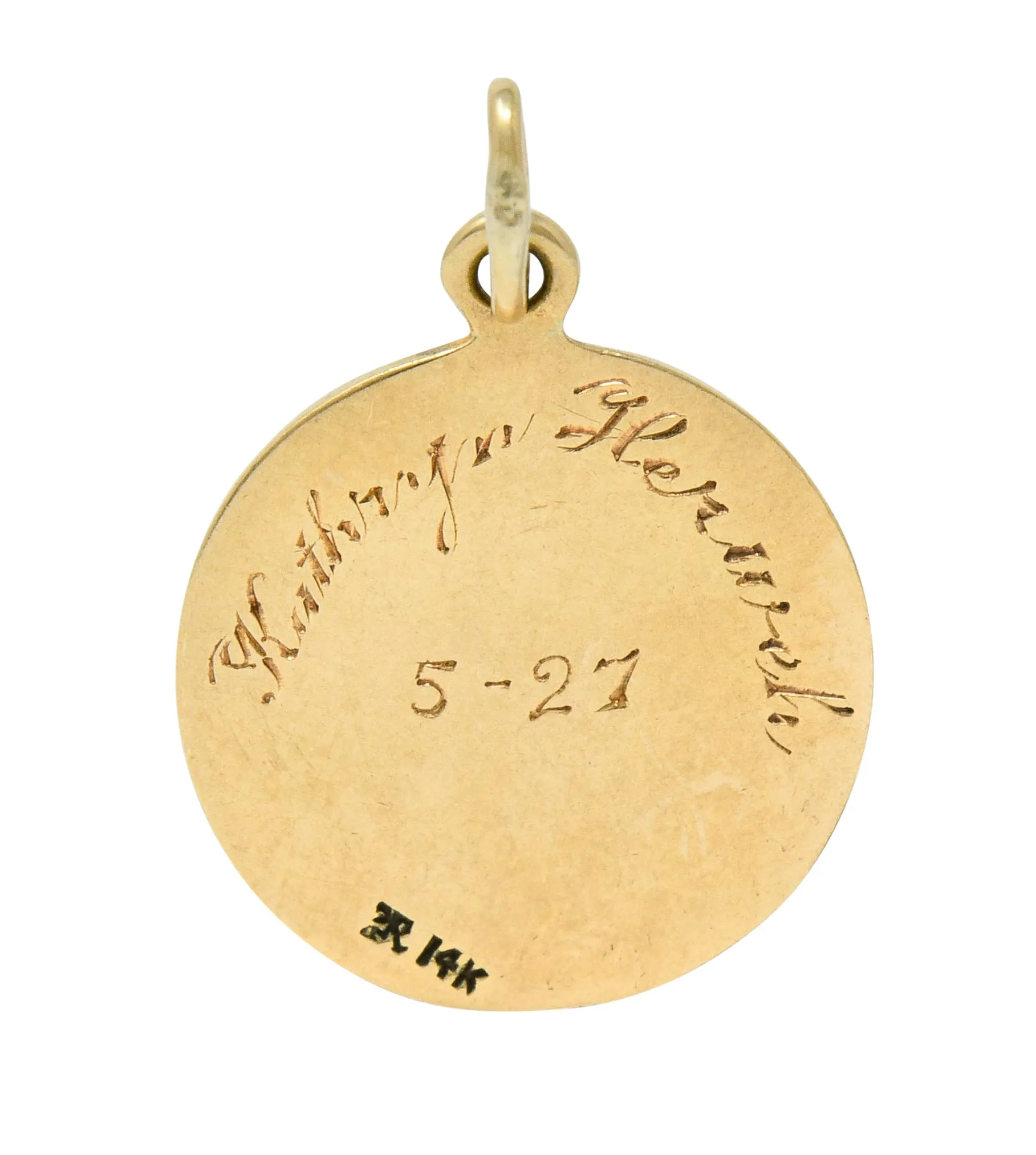 Art Deco Enamel 14 Karat Gold Gemini Zodiac Charm
