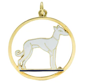 Art Deco French Enamel 18 Karat Gold Greyhound Pendant Charm