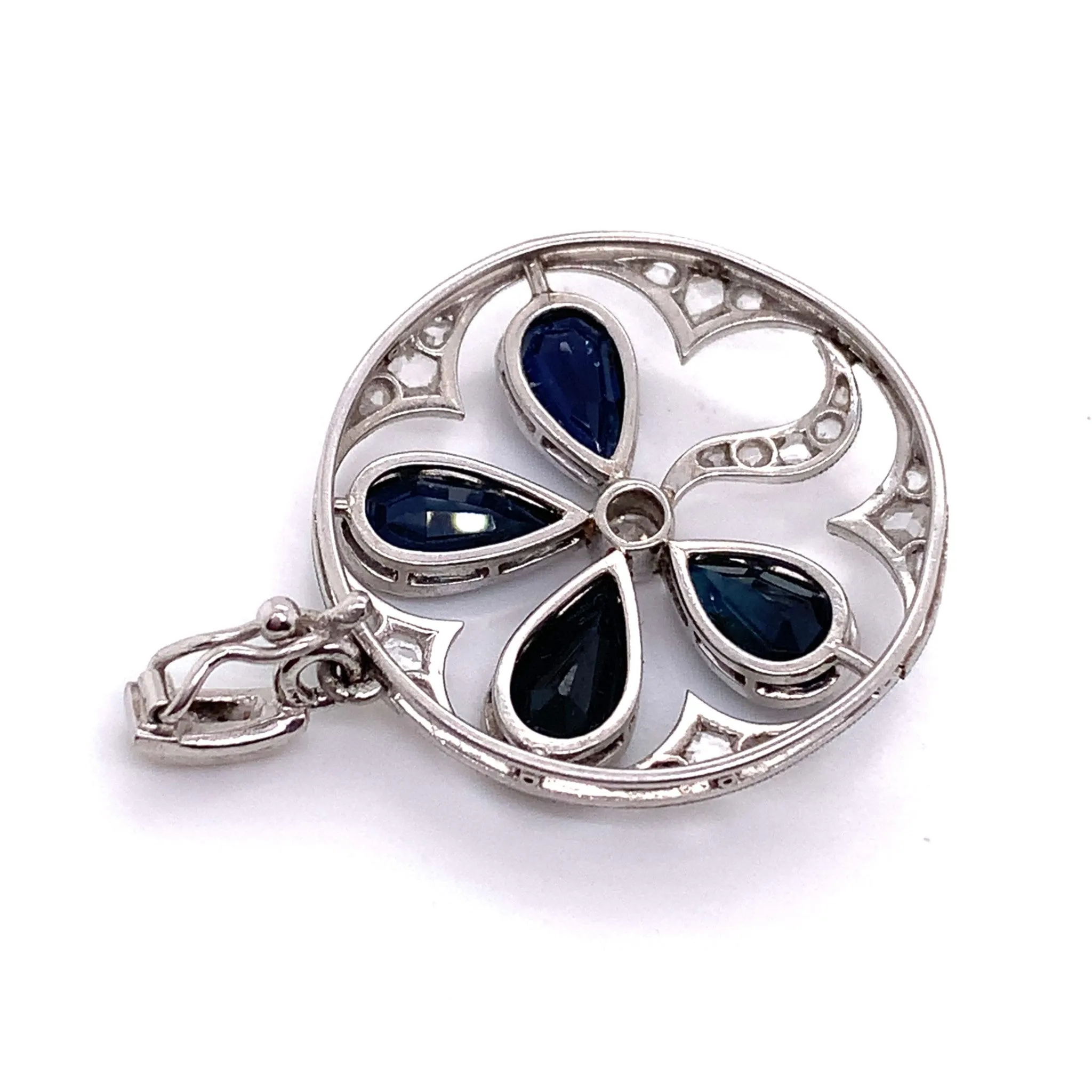 Art Deco Platinum Sapphire & Diamond Pendant