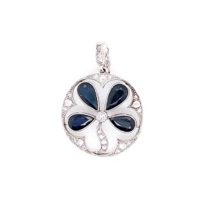 Art Deco Platinum Sapphire & Diamond Pendant