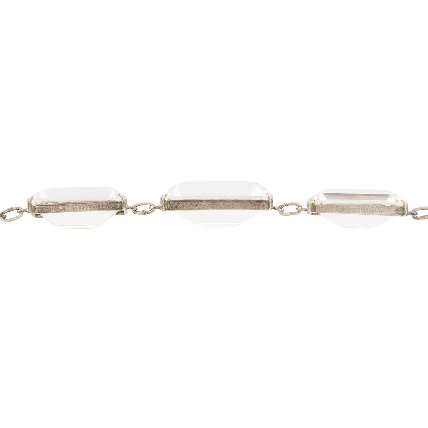 Art Deco Sterling Silver Rock Quartz Crystal Necklace