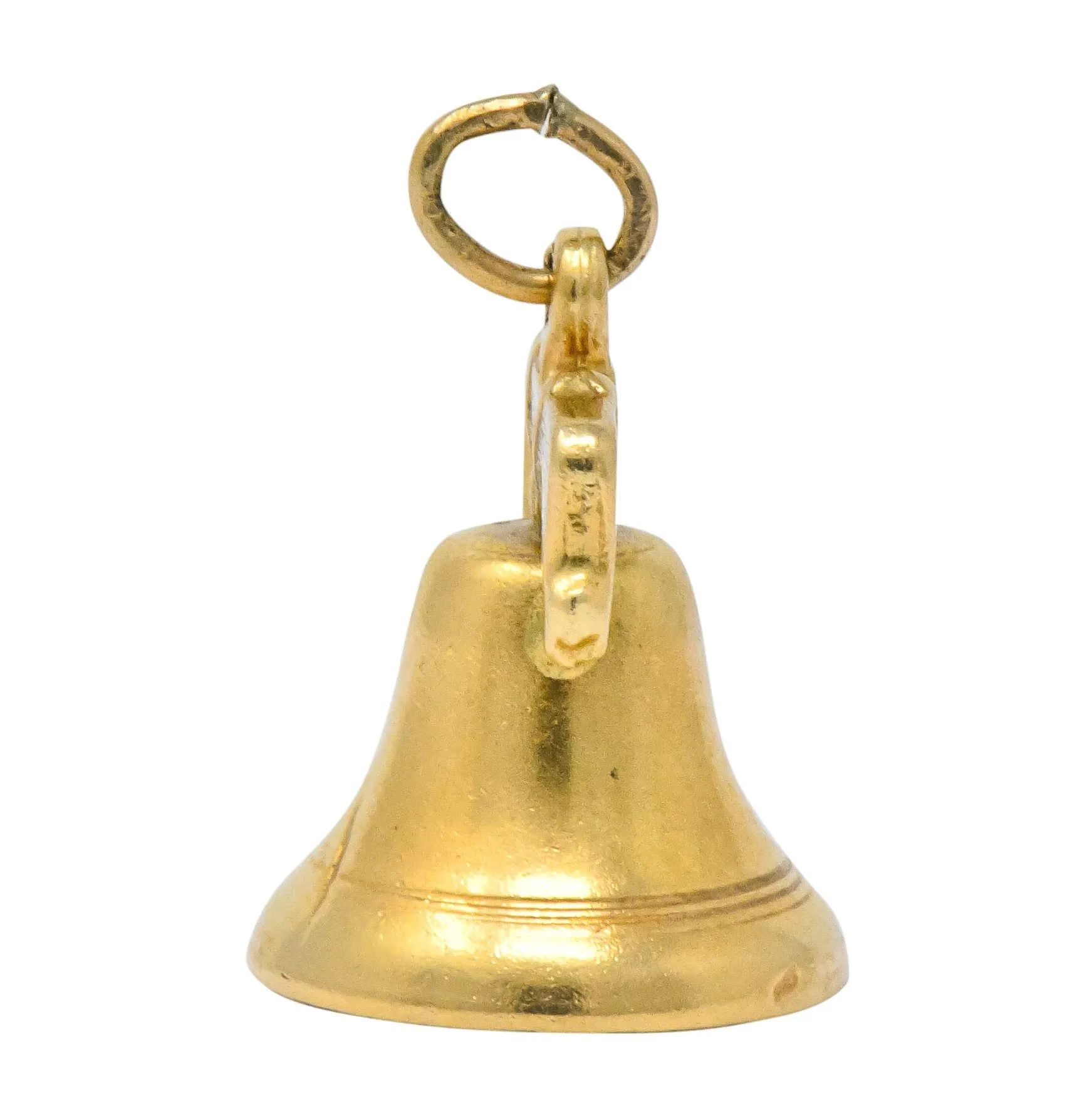 Art Nouveau 14 Karat Gold 3D Liberty Bell Articulated Clapper Charm