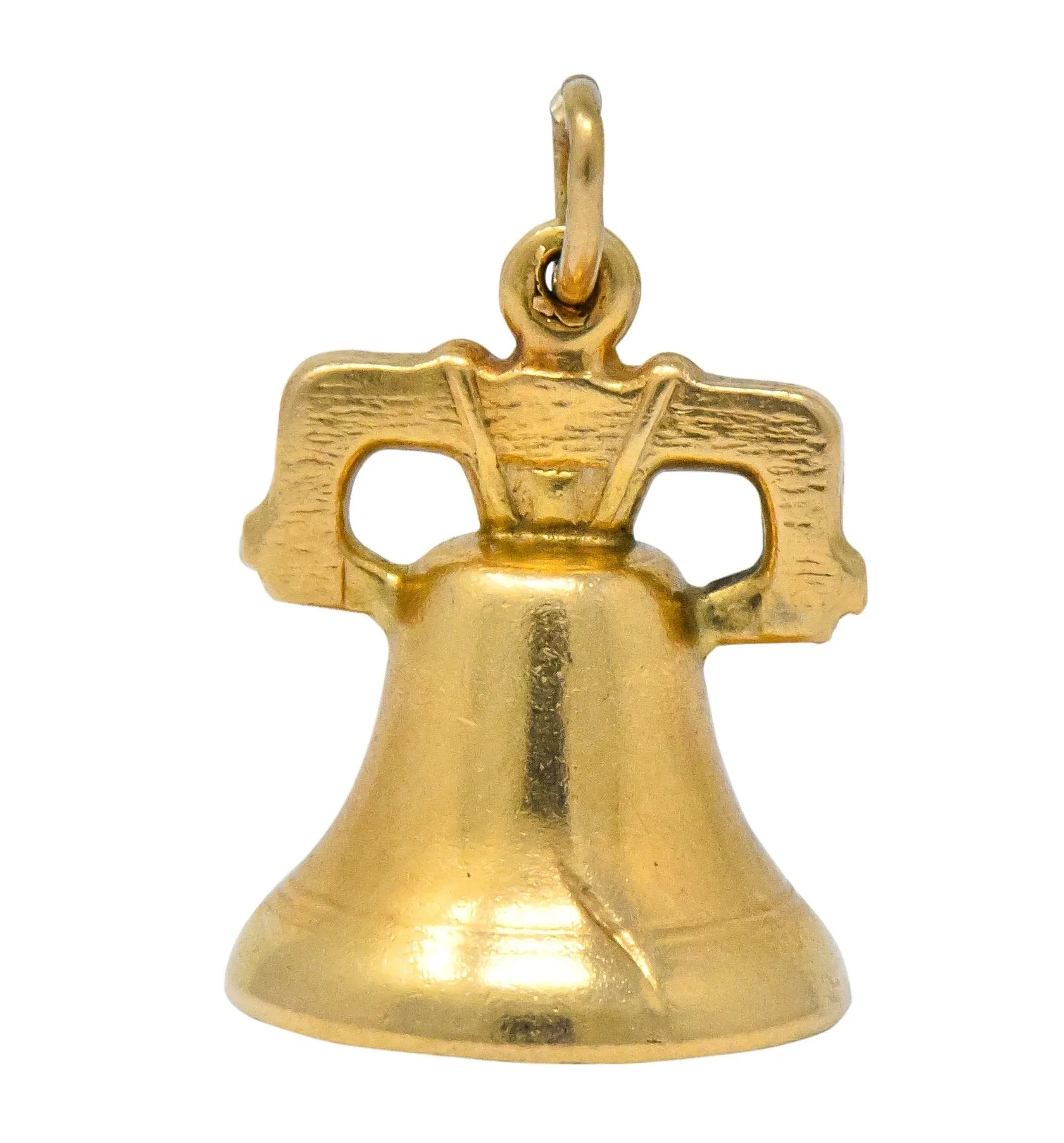 Art Nouveau 14 Karat Gold 3D Liberty Bell Articulated Clapper Charm