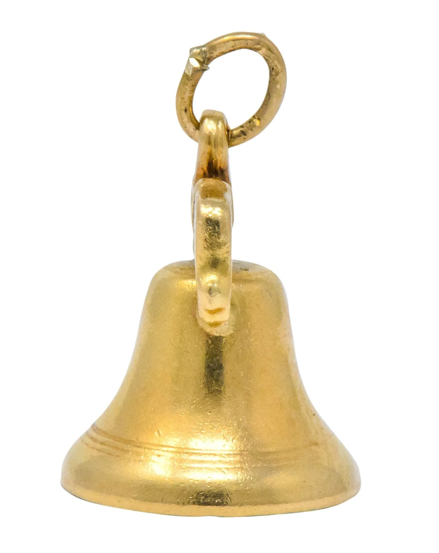 Art Nouveau 14 Karat Gold 3D Liberty Bell Articulated Clapper Charm