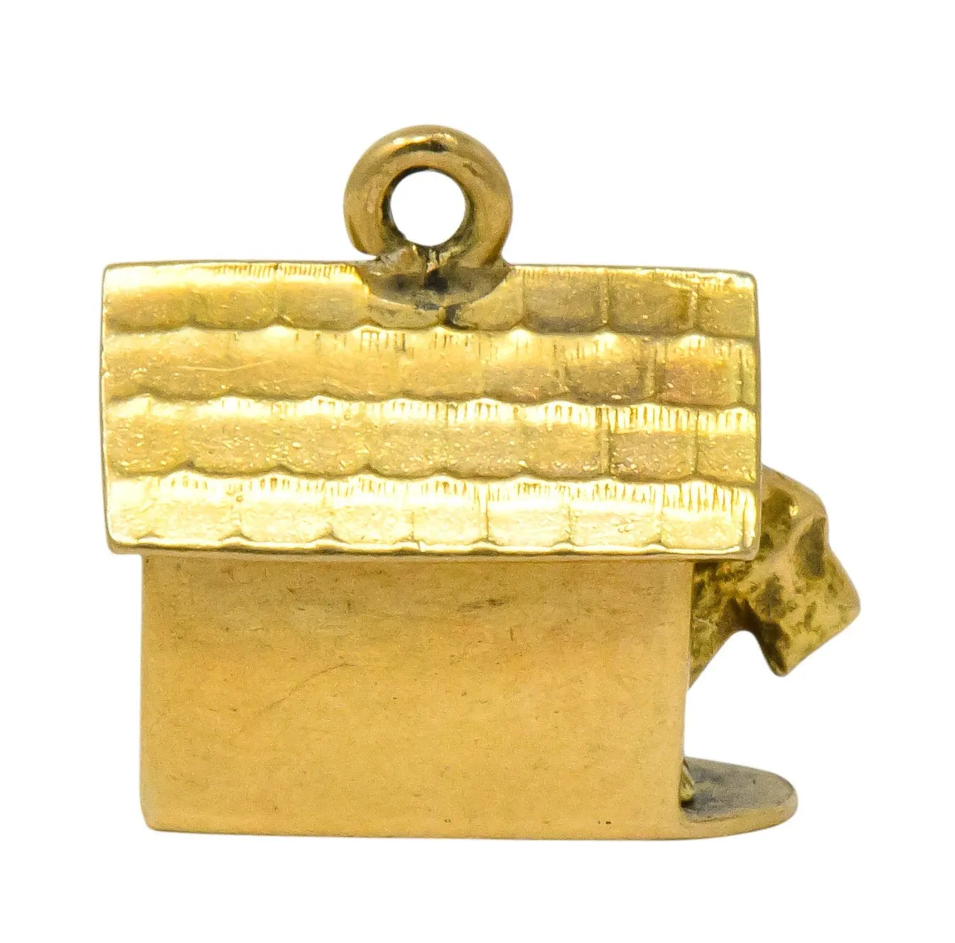 Art Nouveau 14 Karat Gold Articulated Scottish Terrier Dog House Charm