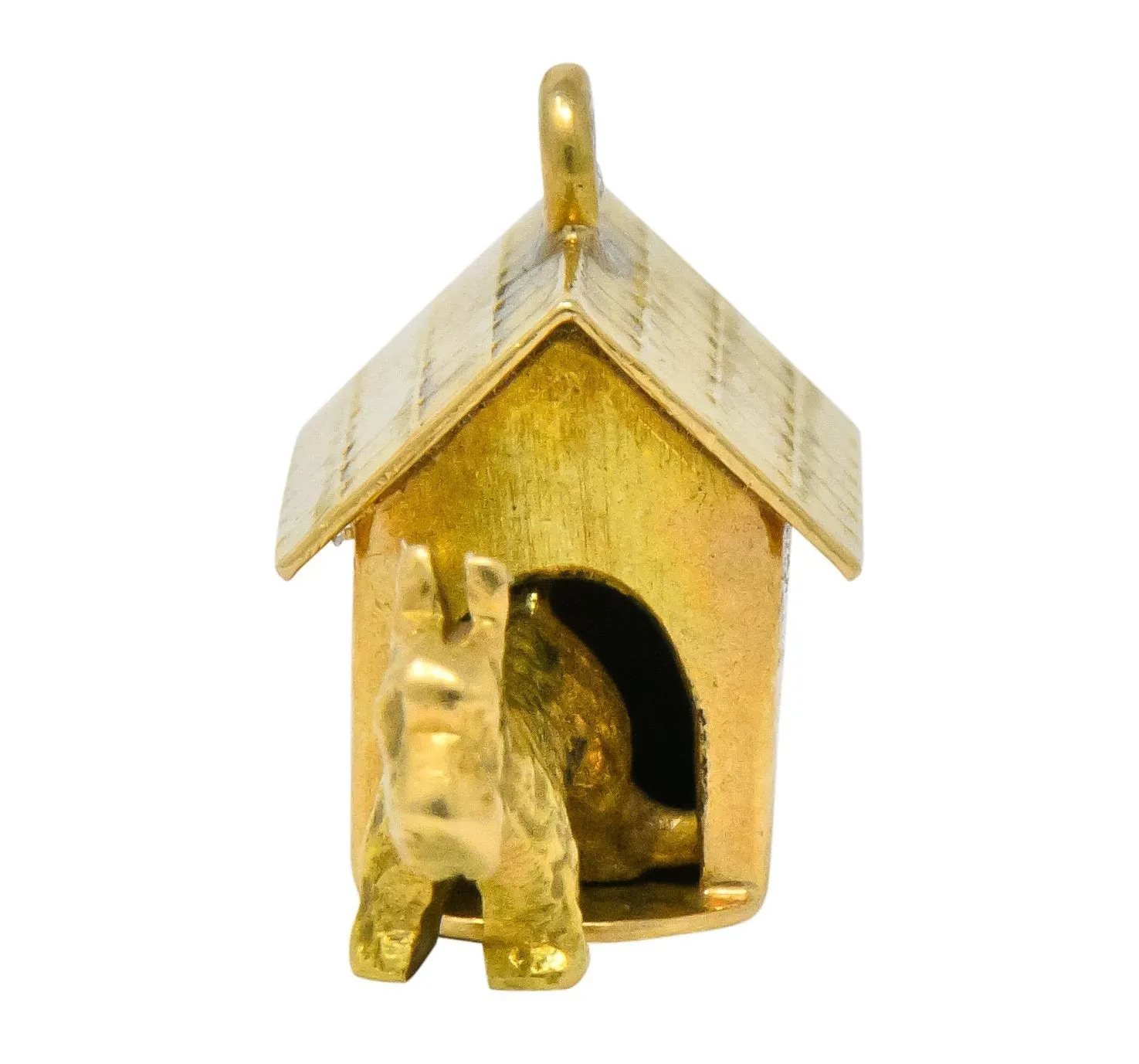 Art Nouveau 14 Karat Gold Articulated Scottish Terrier Dog House Charm