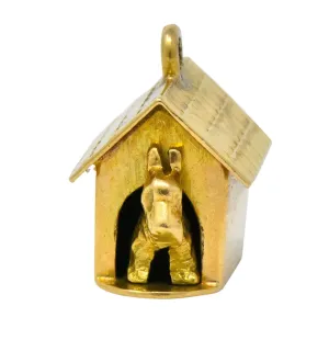 Art Nouveau 14 Karat Gold Articulated Scottish Terrier Dog House Charm