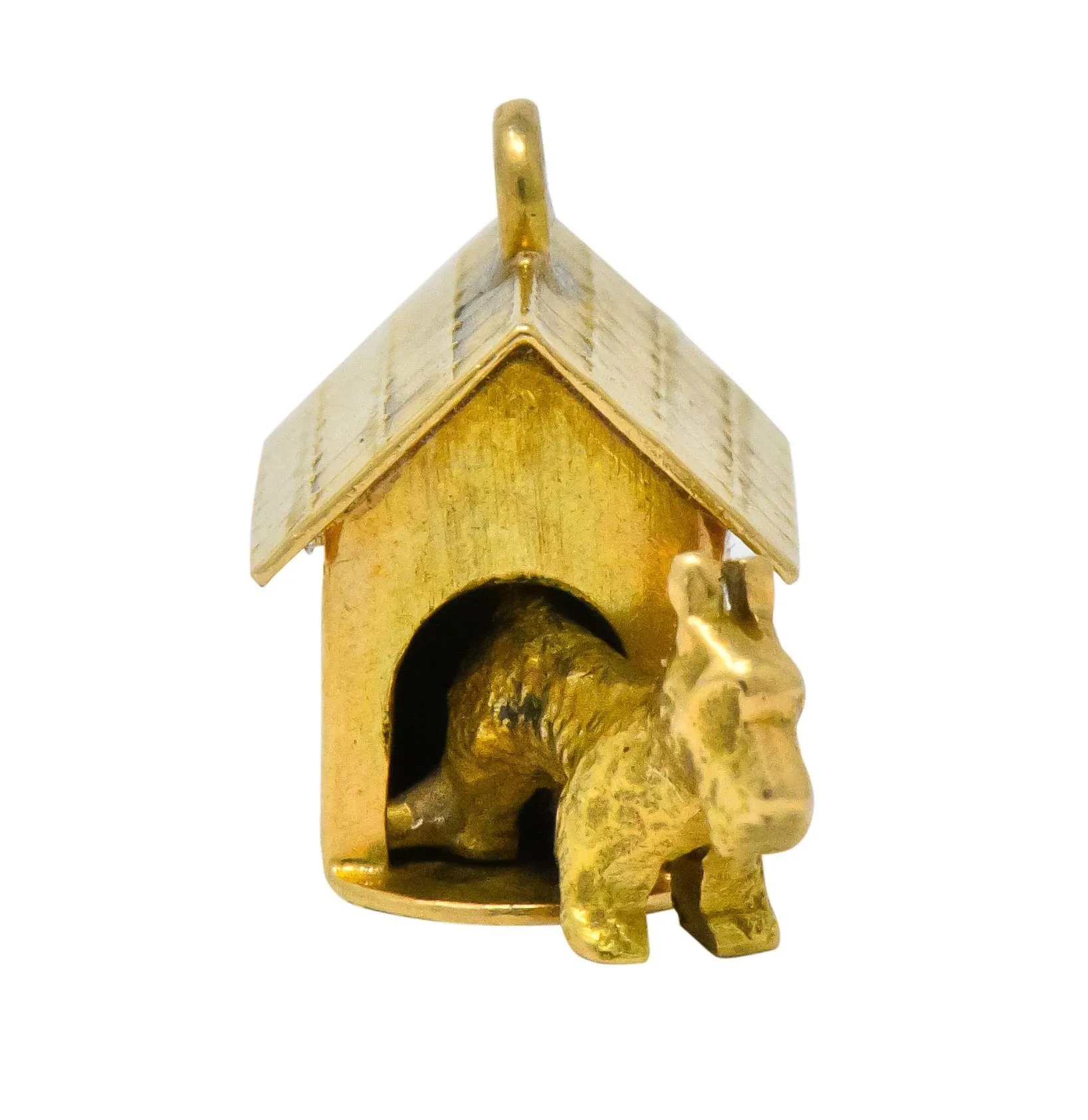 Art Nouveau 14 Karat Gold Articulated Scottish Terrier Dog House Charm