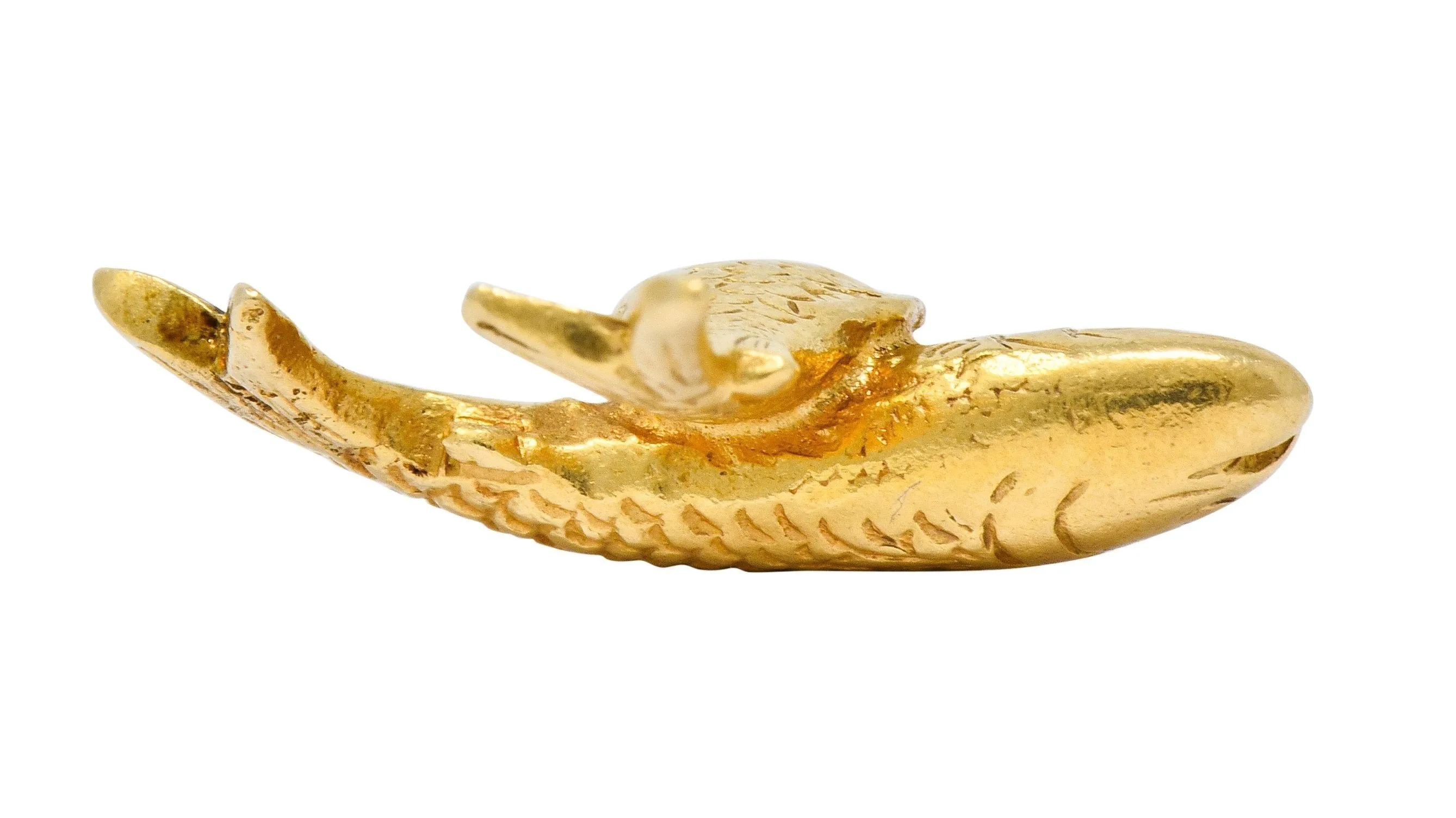 Art Nouveau 14 Karat Gold Crossed Fish Pisces Zodiac Charm
