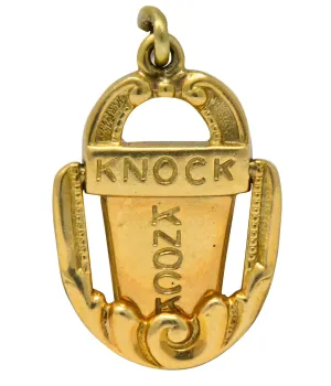 Art Nouveau 14 Karat Gold Elaborate Articulated Door Knocker Charm