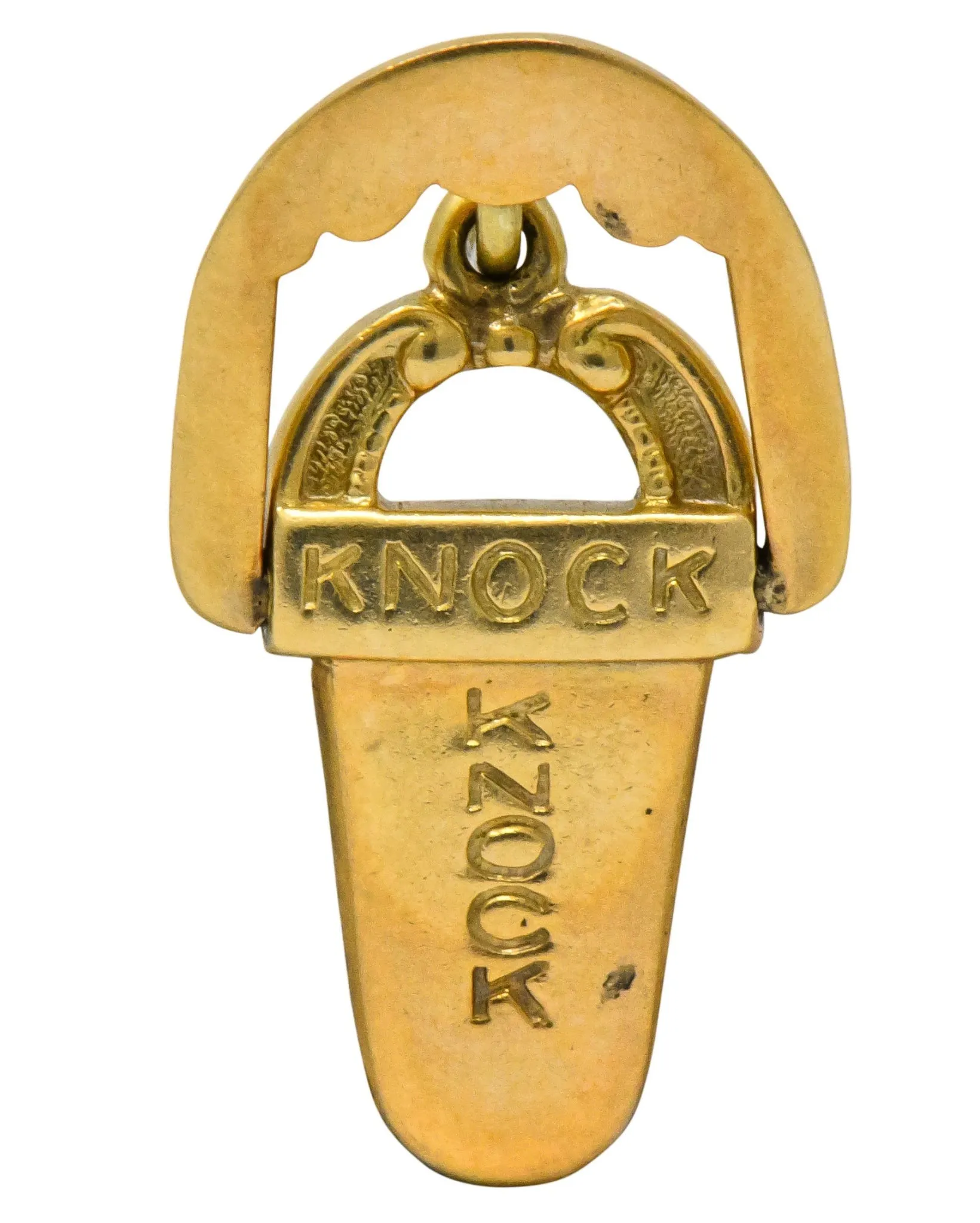 Art Nouveau 14 Karat Gold Elaborate Articulated Door Knocker Charm