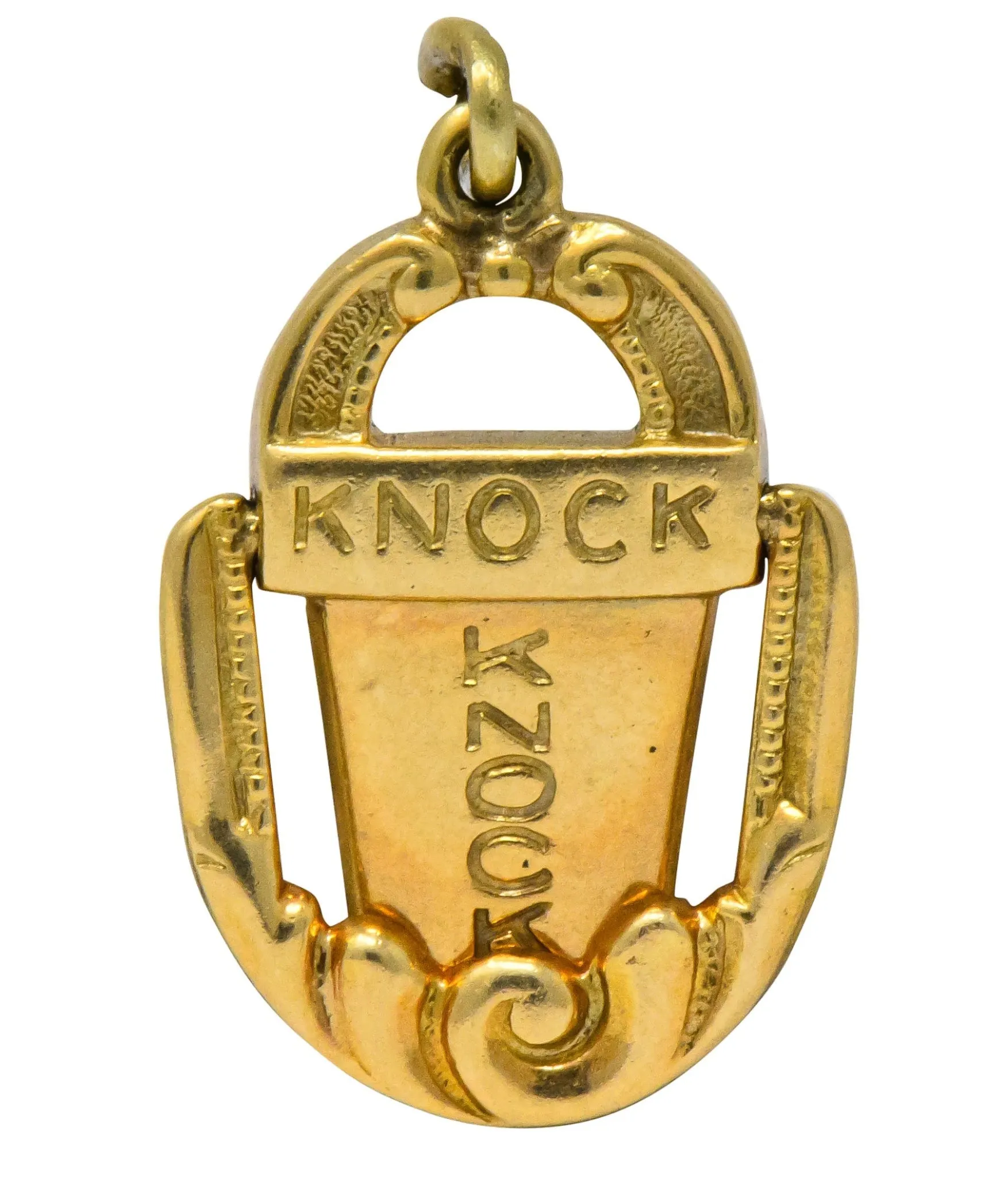 Art Nouveau 14 Karat Gold Elaborate Articulated Door Knocker Charm