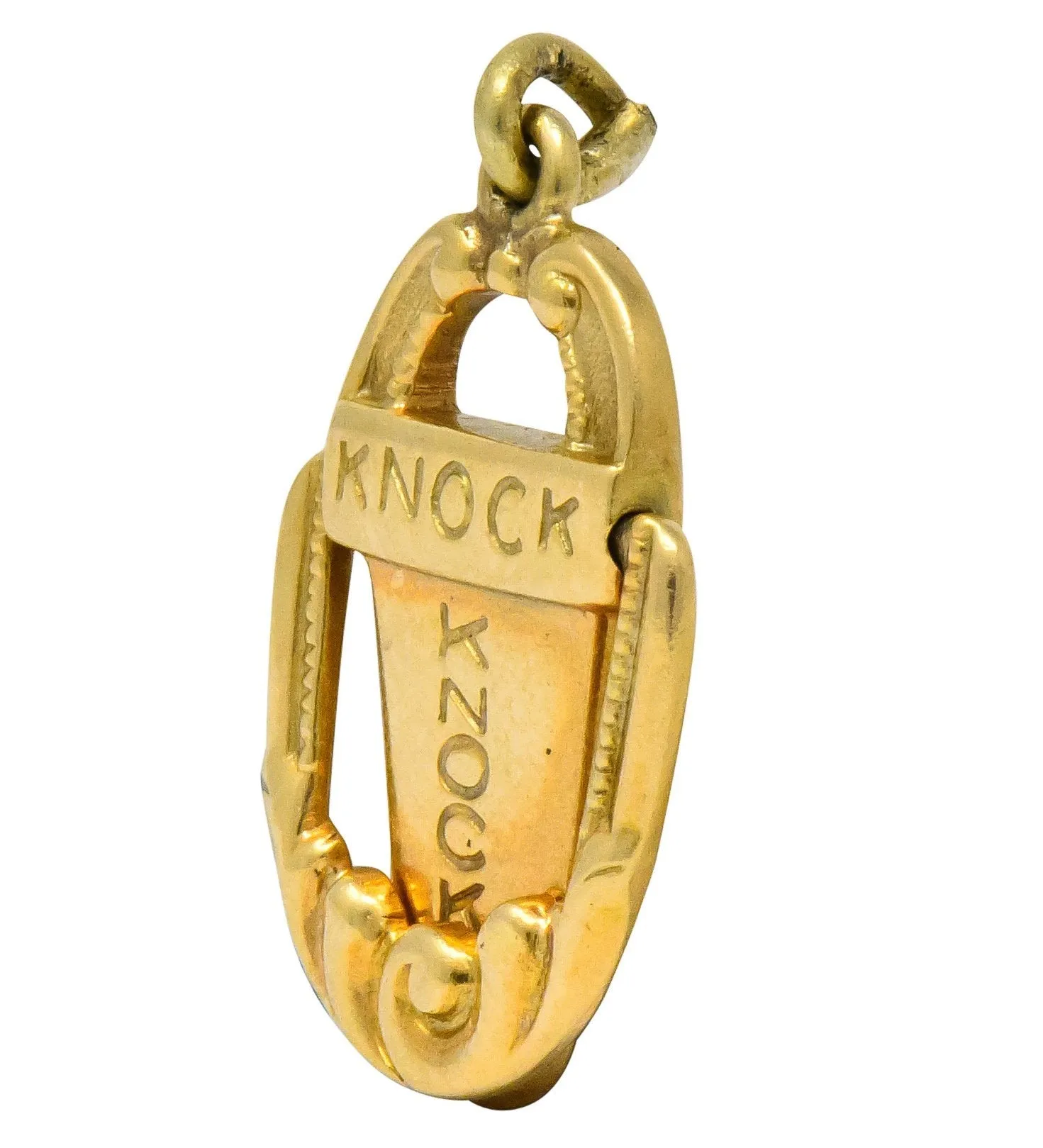 Art Nouveau 14 Karat Gold Elaborate Articulated Door Knocker Charm