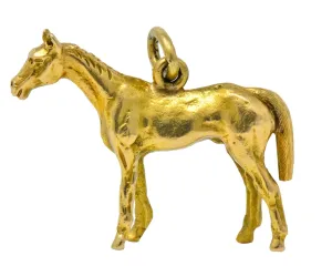 Art Nouveau 14 Karat Gold Realistic Horse Charm