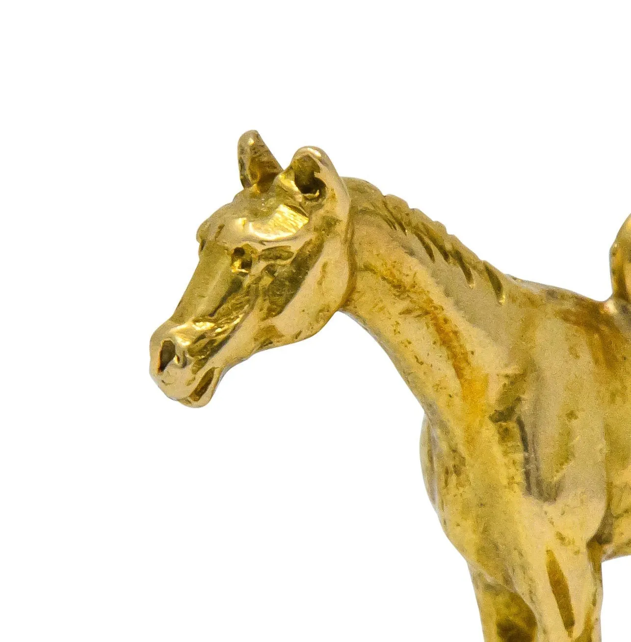 Art Nouveau 14 Karat Gold Realistic Horse Charm