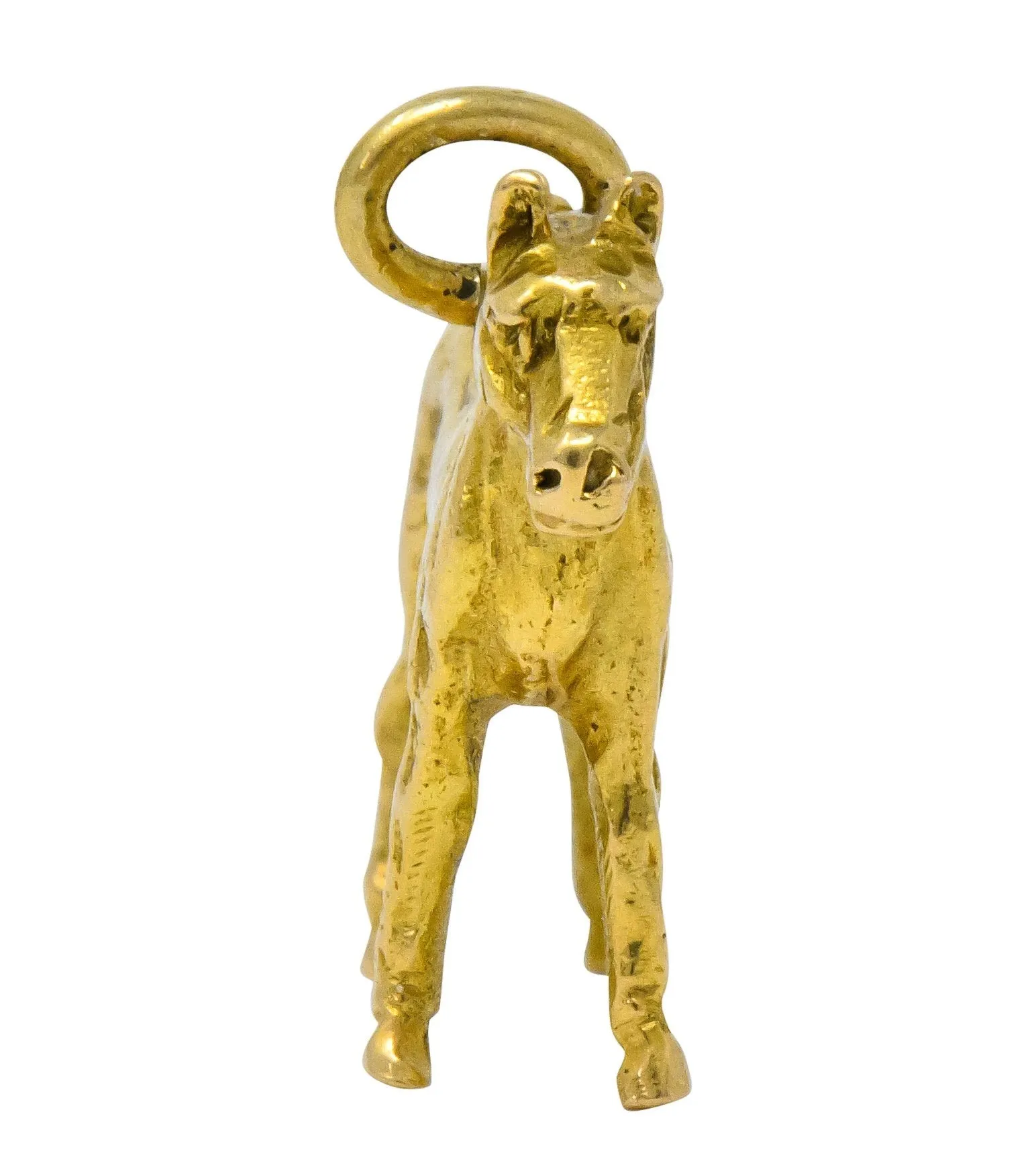 Art Nouveau 14 Karat Gold Realistic Horse Charm