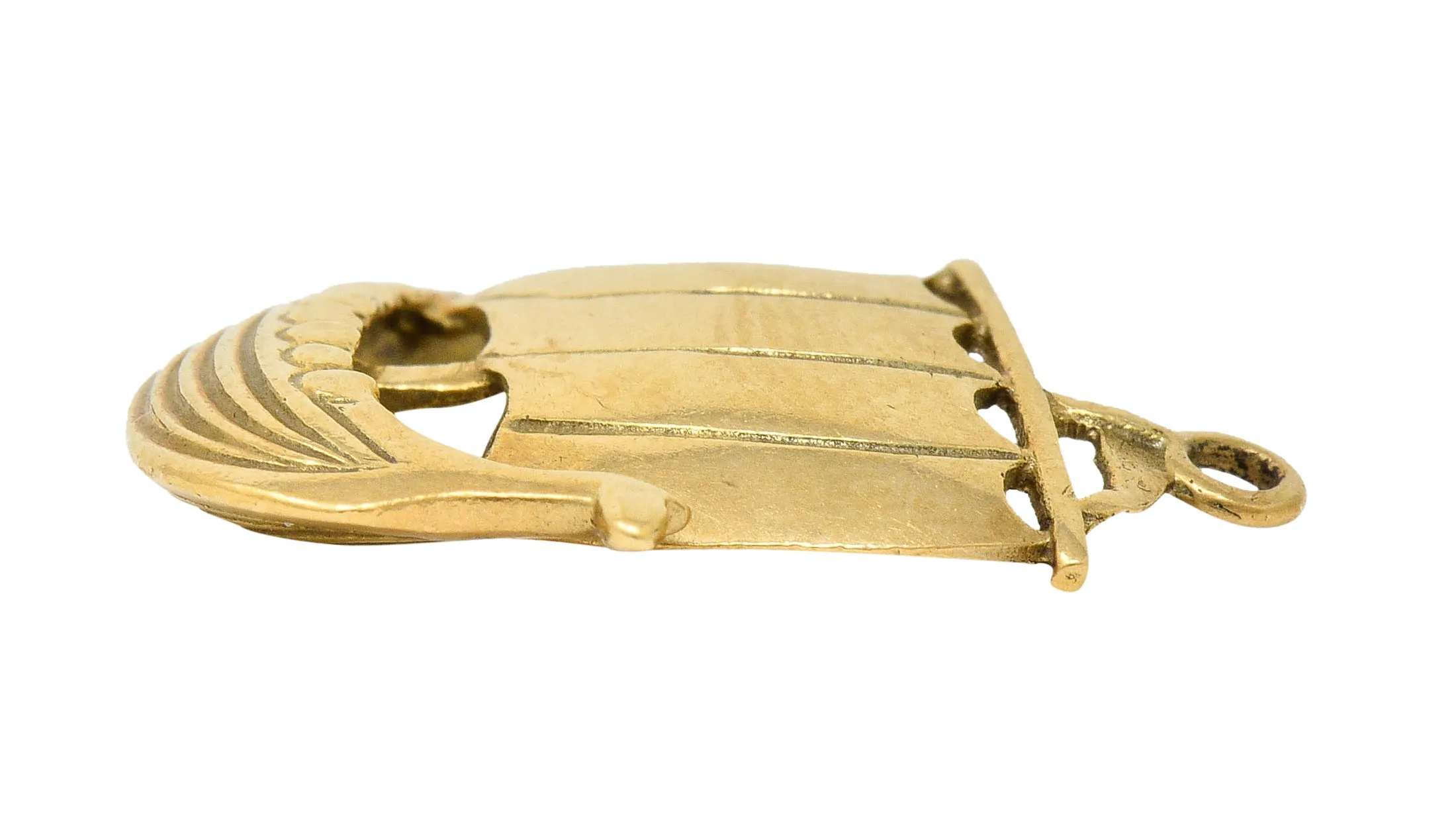 Art Nouveau 14 Karat Gold Viking Longship Charm