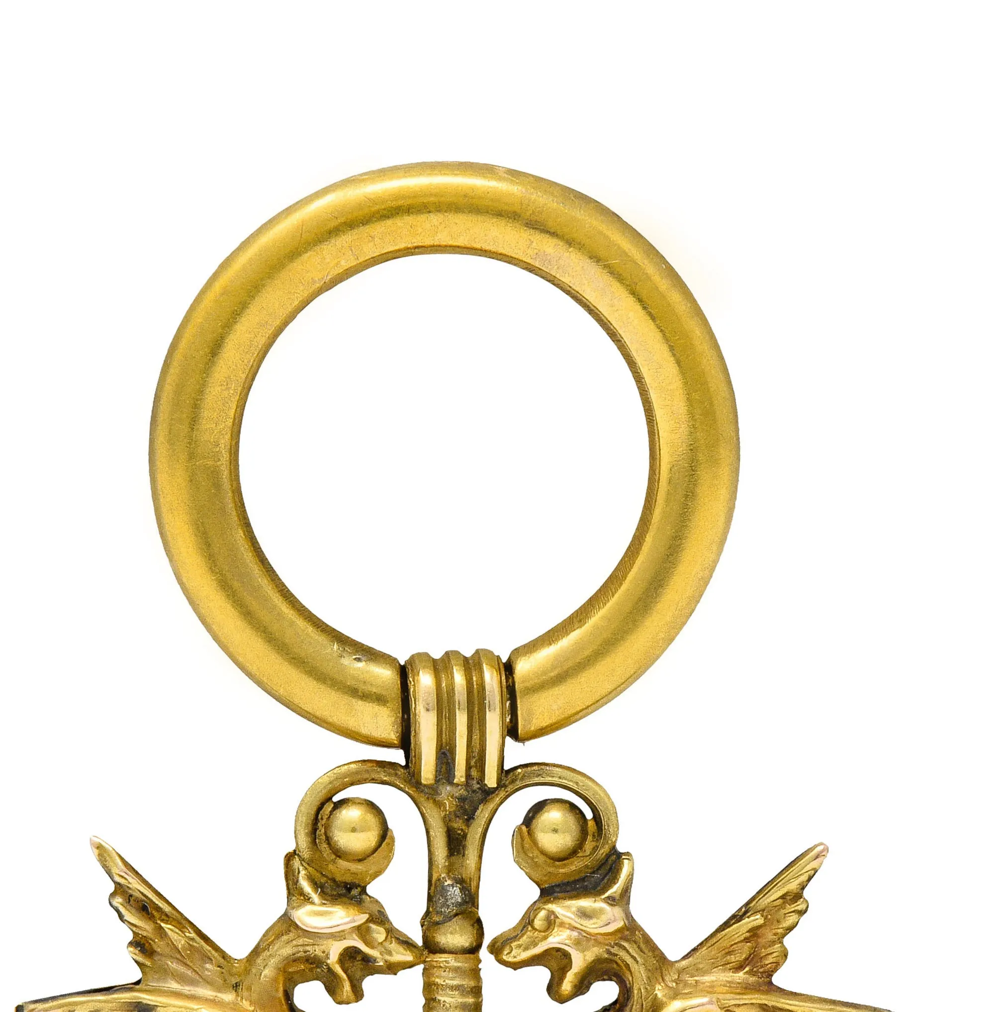 Art Nouveau 14 Karat Gold Winged Serpent Fob Pendant Charm