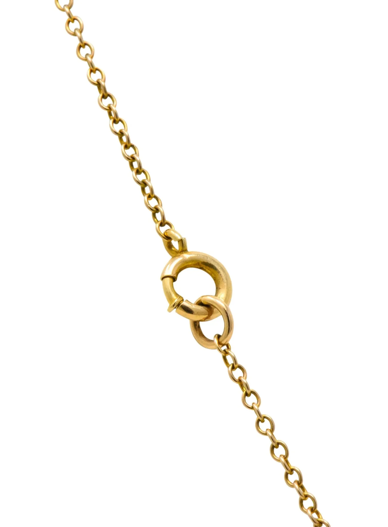 Art Nouveau Amethyst Pearl Enamel 14 Karat Gold Pendant Necklace
