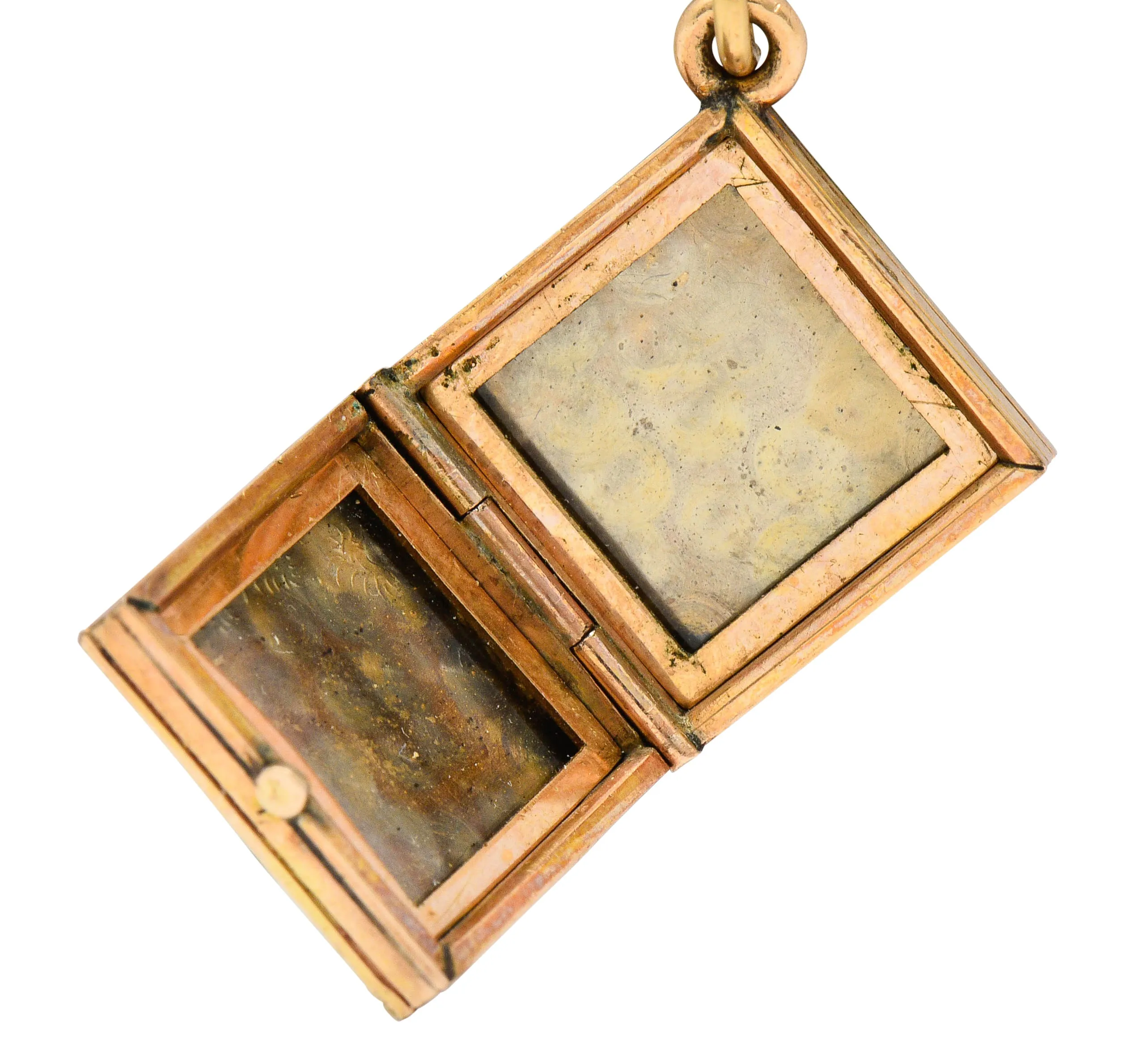 Art Nouveau Gold Landscape Locket Charm Circa 1900