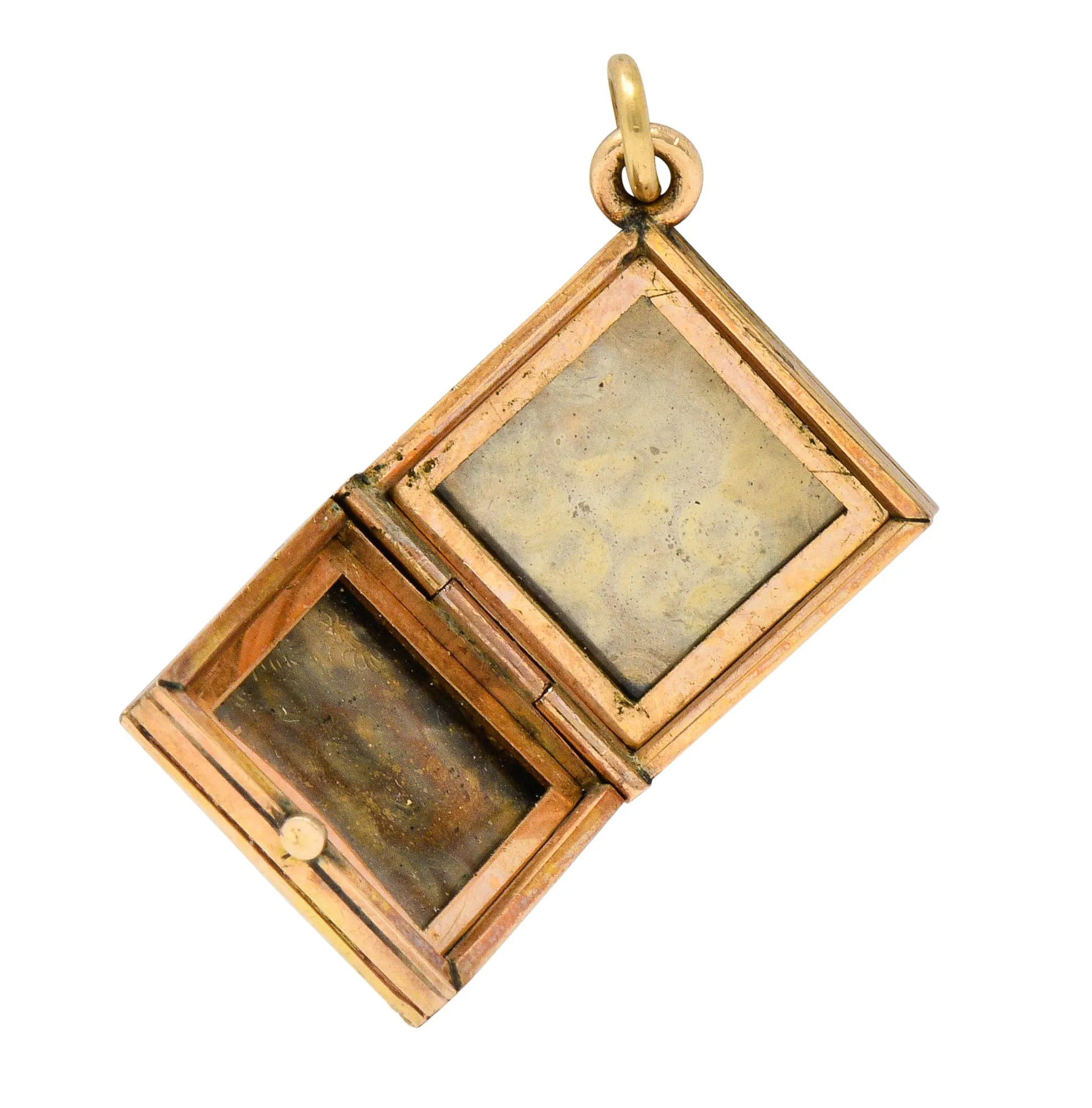 Art Nouveau Gold Landscape Locket Charm Circa 1900