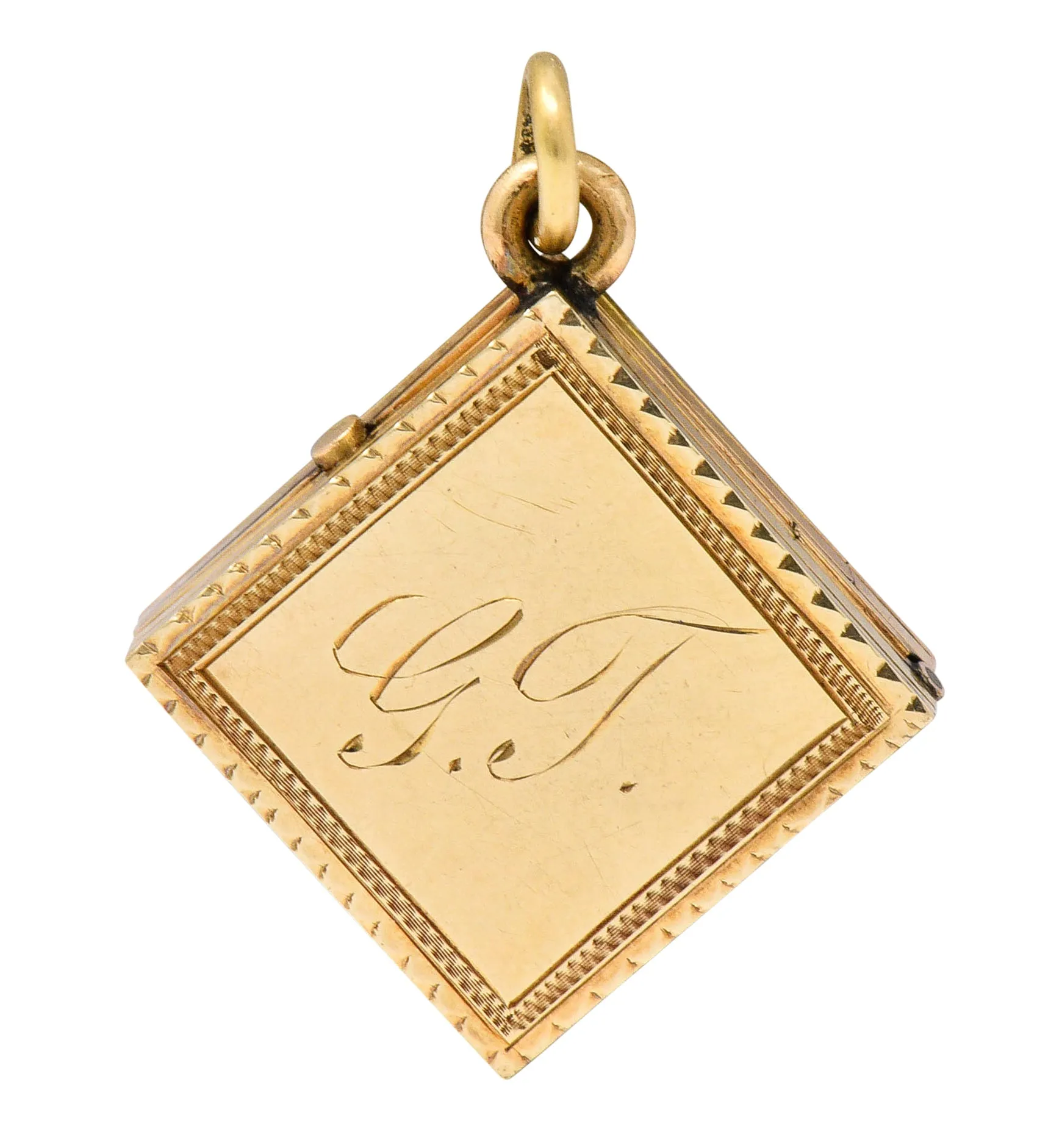 Art Nouveau Gold Landscape Locket Charm Circa 1900